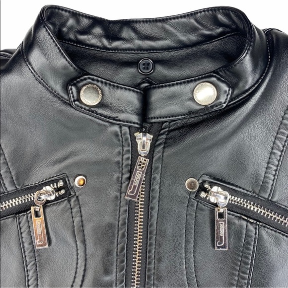 JOU JOU Girls Faux Leather Motorcycle Jacket - Picture 5 of 7